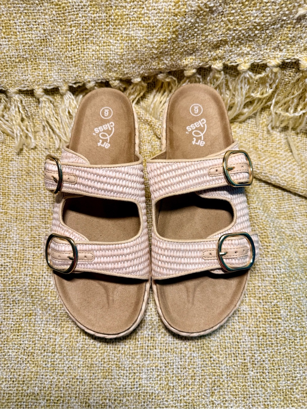 art class Light Beige Double Buckle Slide Sandals women’s 8.5 big kid size 6